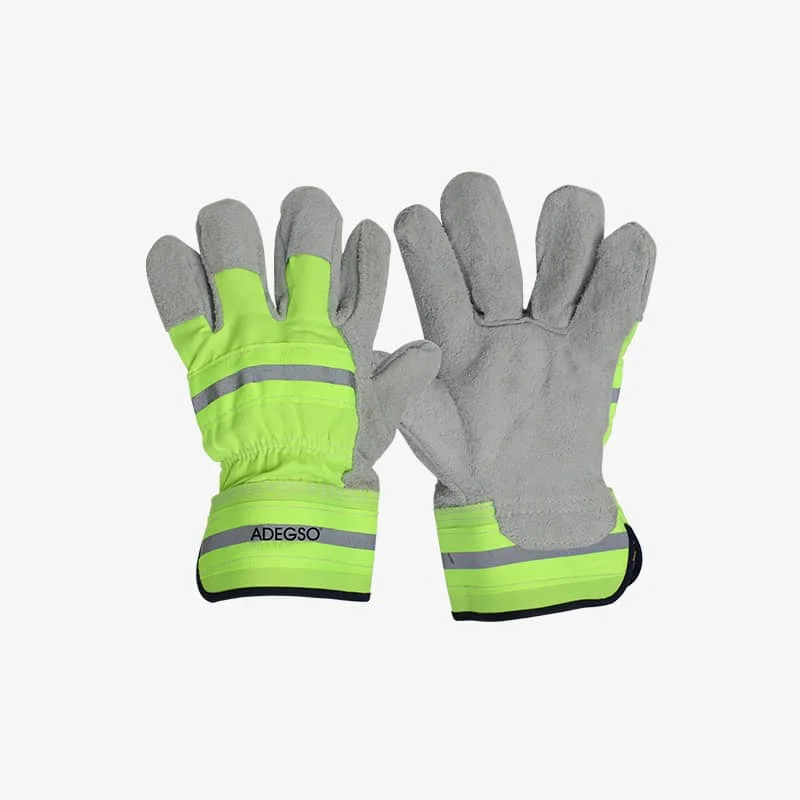Guantes con banda reflectante verde